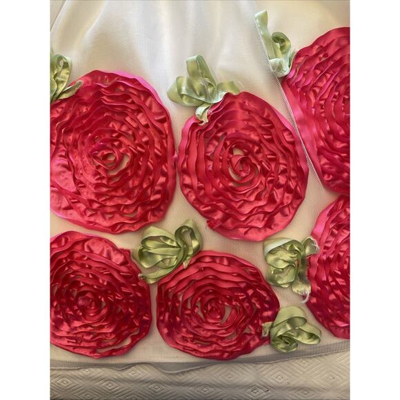 American Princess Size 5 Formal Dress Cream Hot Pink Rosettes Dbl Crinolines EUC - Picture 12 of 12